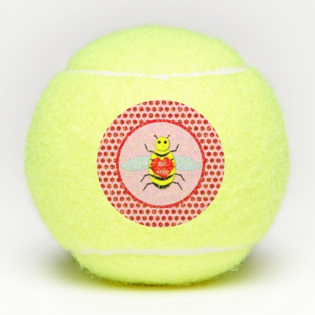 Cute Valentines Day Bee Tennis Balls (Front)