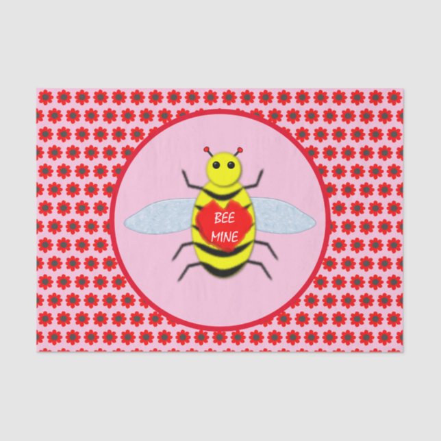 Cute Valentines Day Bee Tissue Paper (Front)