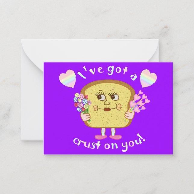 Cute Valentine's Day Bread Pun Kids Classroom Note Card (Front)