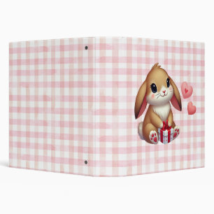 Cute Valentine's Day bunny rabbit 3 Ring Binder