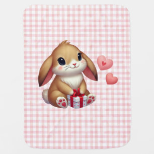 Cute Valentine's Day bunny rabbit Baby Blanket