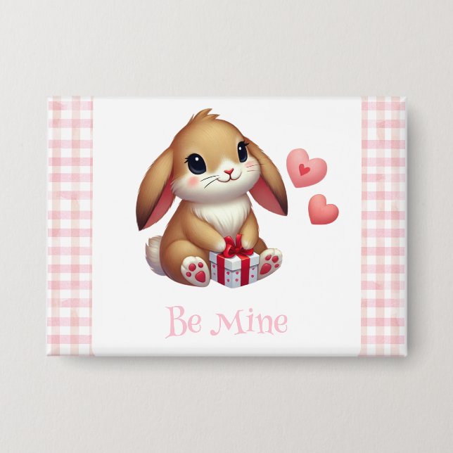 Cute Valentine's Day bunny rabbit  Button (Front)