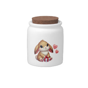 Cute Valentine's Day bunny rabbit Candy Jar