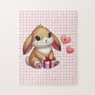 Cute Valentine's Day bunny rabbit  Jigsaw Puzzle