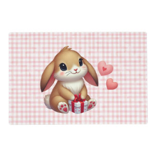 Cute Valentine's Day bunny rabbit Placemat