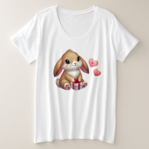 Cute Valentine's Day bunny rabbit Plus Size T-Shirt