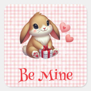 Cute Valentine's Day bunny rabbit Square Sticker