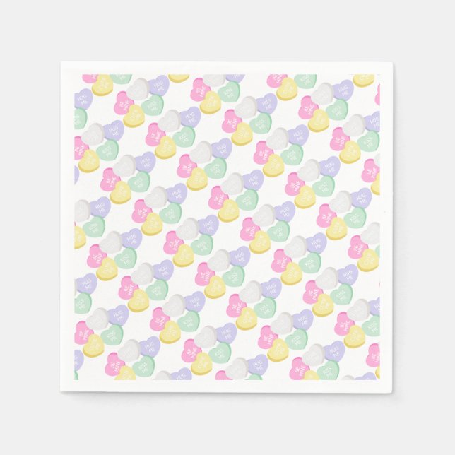 Cute Valentines Day Candy Hearts Napkins (Front)
