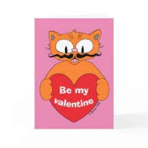 Cute Valentine's Day Card Cartoon Mustache Cat