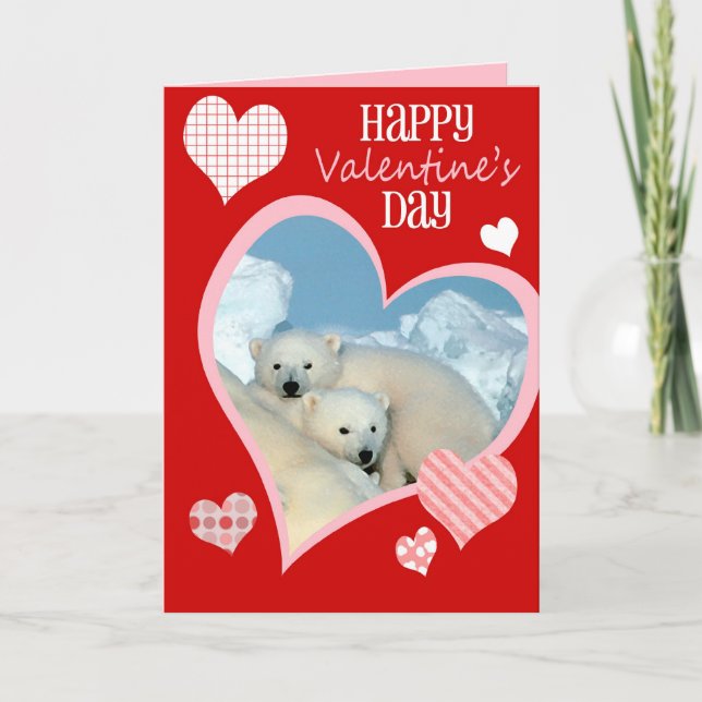 Cute Valentine's Day Card, Polar Bears Holiday Card (Front)
