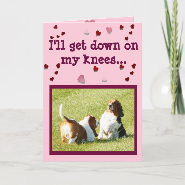 Cute Valentine's Day Card w/Funny Basset Hounds (Front)