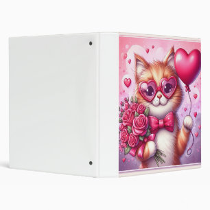 Cute Valentine's day cat/kitten 3 Ring Binder