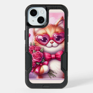 Cute Valentine's day cat/kitten iPhone 15 Case