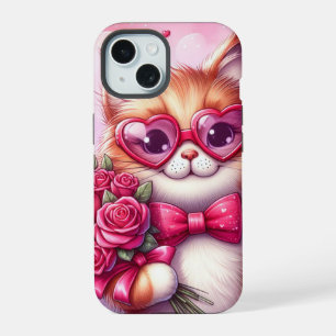 Cute Valentine's day cat/kitten iPhone 15 Case