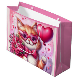 Cute Valentine's day cat/kitten Large Gift Bag