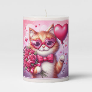 Cute Valentine's day cat/kitten Pillar Candle