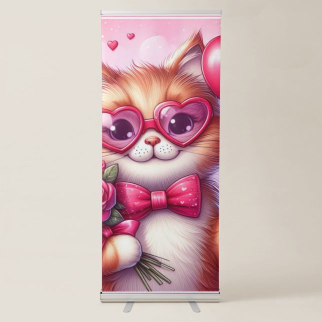 Cute Valentine's day cat/kitten Retractable Banner (Front)