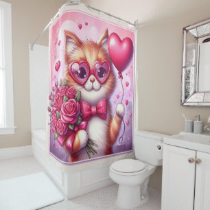 Cute Valentine's day cat/kitten Shower Curtain