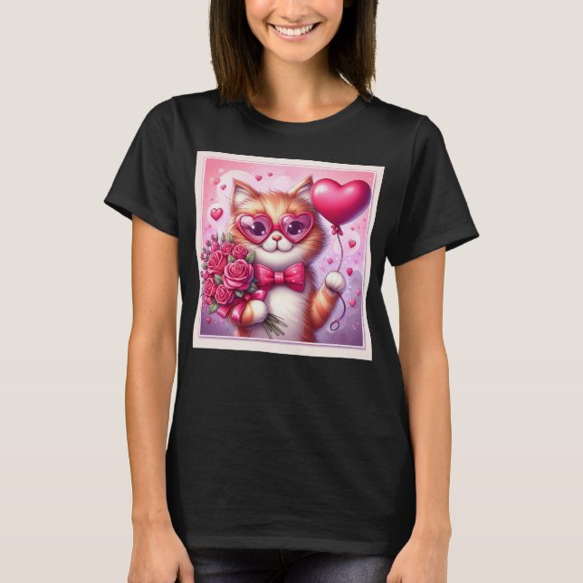 Cute Valentine's day cat/kitten T-Shirt (Front)