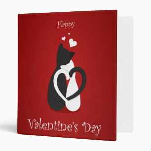 Cute Valentine's Day Cats Love 3 Ring Binder