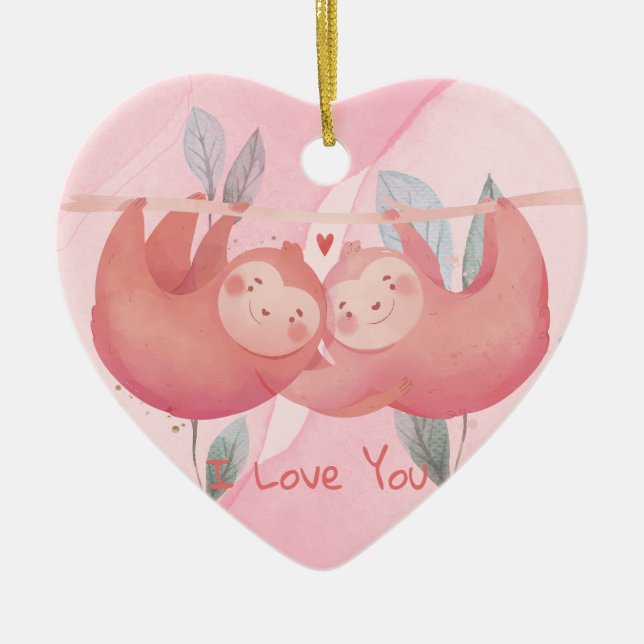Cute Valentine's Day Ceramic Ornament (Front)