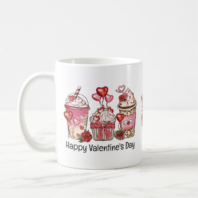 Cute Valentine's Day Coffee Cupcakes and Love Mug (Left)