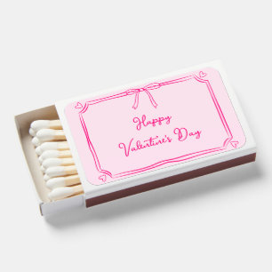 Cute Valentine's Day Coquette Bow Girly Pink  Matchboxes