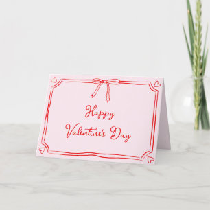 Cute Valentine's Day Coquette Bow Pink & Red Card