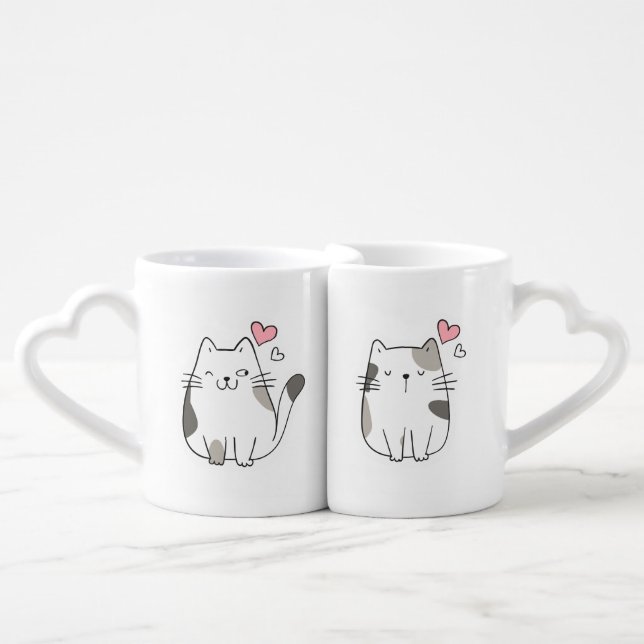 Cute Valentine's Day Couple Gift  Coffee Mug Set (Front Nesting)