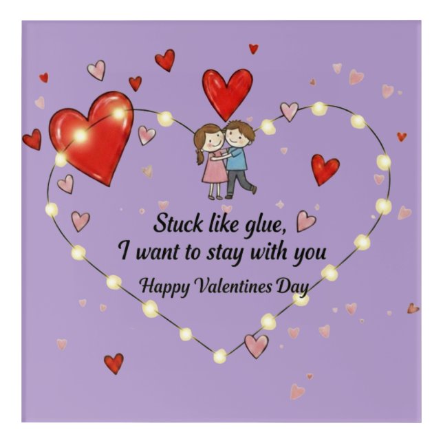 Cute Valentine's day couple hearts custom Acrylic Print (Front)
