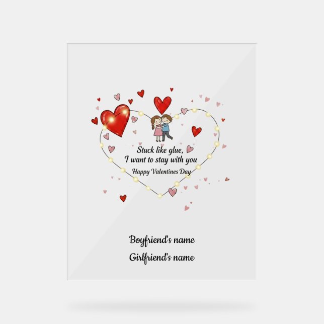 Cute Valentine's day couple hearts custom Acrylic Sign (Front)