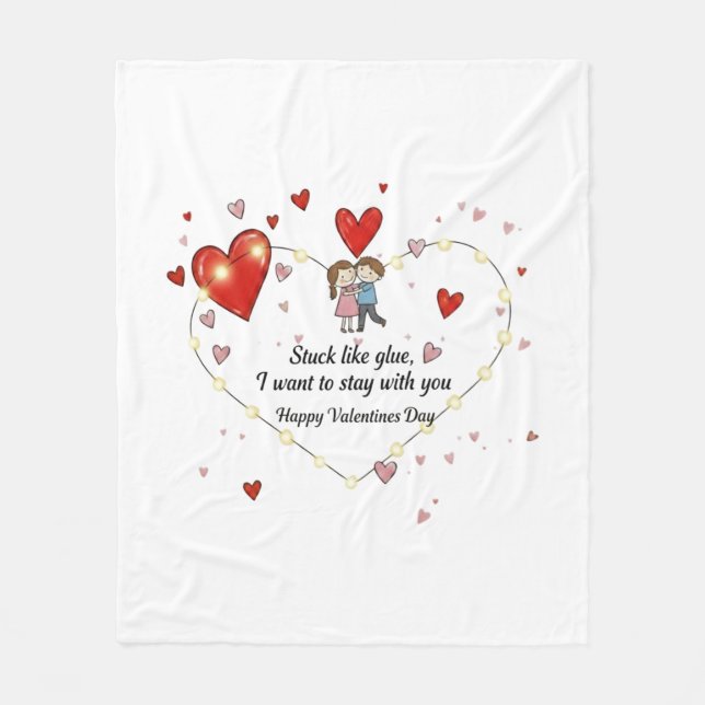 Cute Valentine's day couple hearts custom Fleece Blanket (Front)