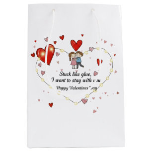 Cute Valentine's day couple hearts custom Medium Gift Bag