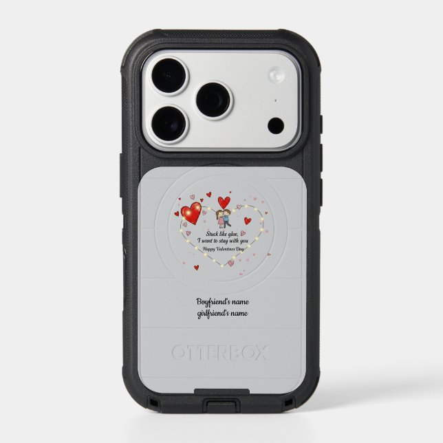 Cute Valentine's day couple hearts custom Otterbox iPhone Case (Back)