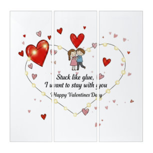 Cute Valentine's day couple hearts custom Triptych