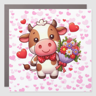 Cute Valentine's day cow Car Magnet