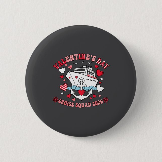 Cute Valentines Day Cruise 2026 Matching Cruise Fo Button (Front)