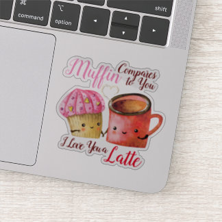Cute Valentine's Day Cupcake and Coffee Mug Couple Sticker