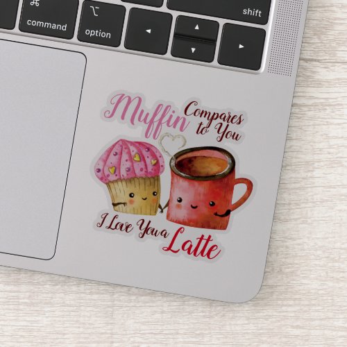 Cute Valentines Day Cupcake and Coffee Mug Couple Sticker