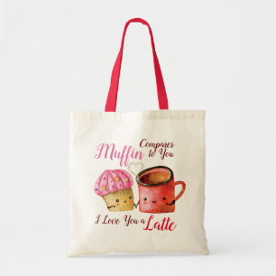 Cute Valentine's Day Cupcake and Coffee Mug Couple Tote Bag