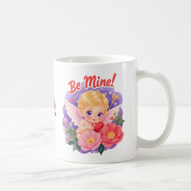 Cute Valentine's Day Cupid with "Be Mine" Coffee Mug (Right)