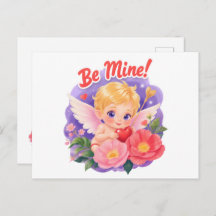 Cute Valentine's Day Cupid with "Be Mine"