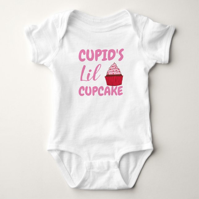 cute valentine's day Cupid's lil cupcake Baby Bodysuit (Front)