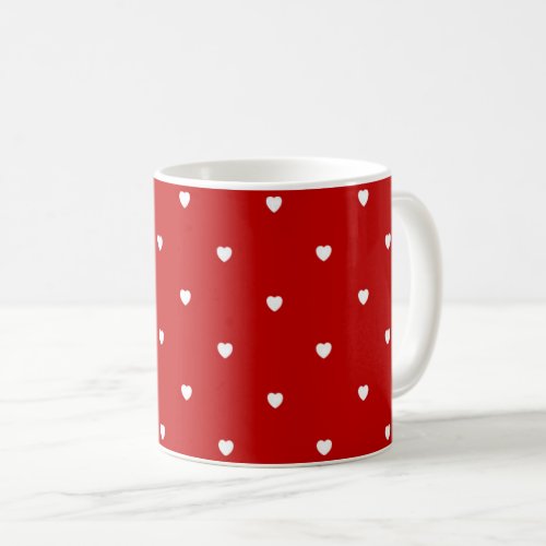 Cute Valentines Day Dark Red Heart Pattern Coffee Mug