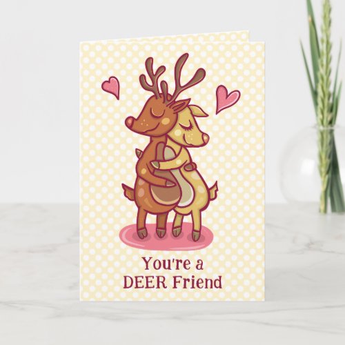 Cute Valentines Day Deer Friend Pun Custom Text Card