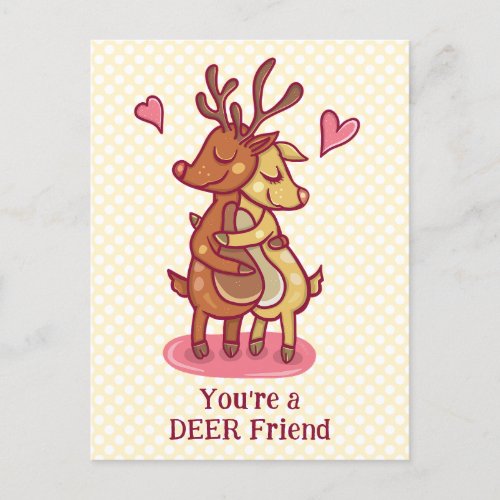Cute Valentines Day Deer Friend Pun Custom Text Postcard