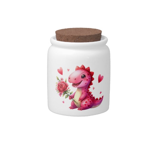 Cute Valentine's day dinosaur Candy Jar (Front)