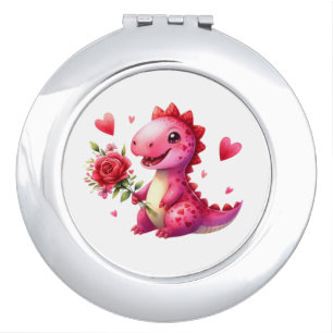Cute Valentine's day dinosaur Compact Mirror