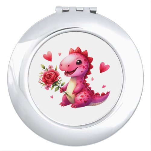 Cute Valentines day dinosaur Compact Mirror