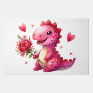 Cute Valentine's day dinosaur Doormat